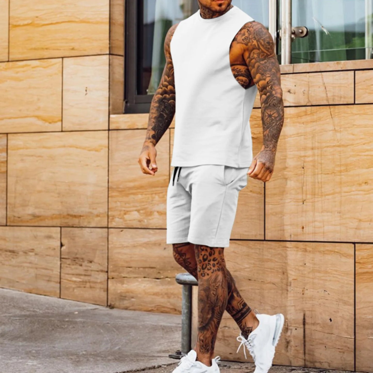 Men’s 2-Piece Flex Set – Lightweight Workout Tee & Shorts Combo for Gym, Lounge, or Streetwear