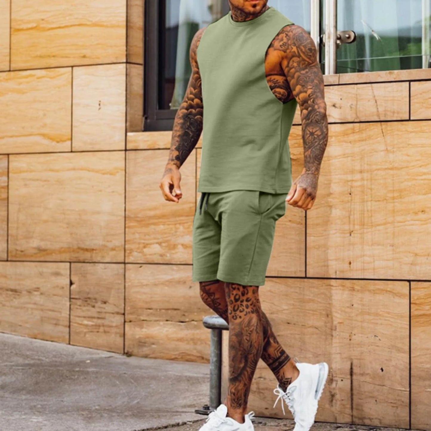 Men’s 2-Piece Flex Set – Lightweight Workout Tee & Shorts Combo for Gym, Lounge, or Streetwear