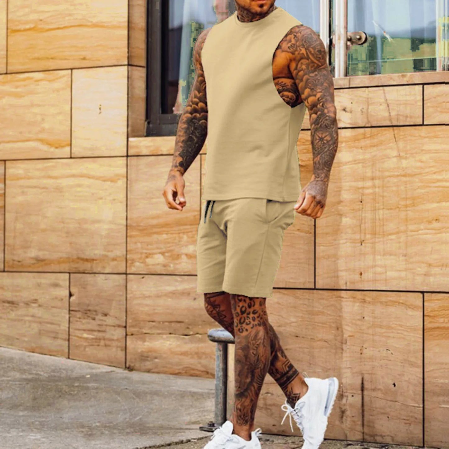 Men’s 2-Piece Flex Set – Lightweight Workout Tee & Shorts Combo for Gym, Lounge, or Streetwear