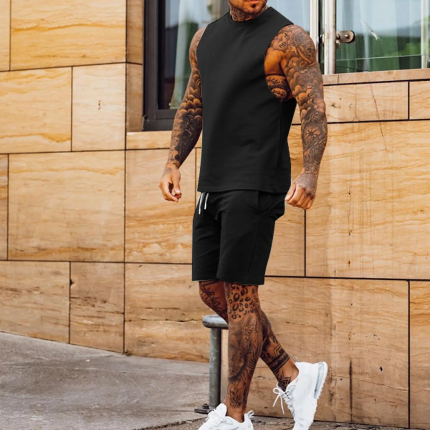 Men’s 2-Piece Flex Set – Lightweight Workout Tee & Shorts Combo for Gym, Lounge, or Streetwear